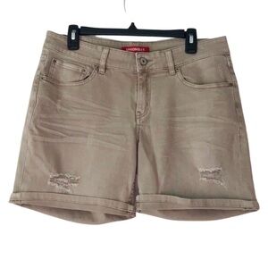 New! Y2K Unionbay Distressed Denim Cuffed Tan Taupe Jean Shorts